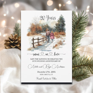 20th Wedding Anniversary Winter Landscape Romantic Save The Date