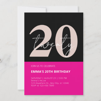 20th year celebration birthday invitation
