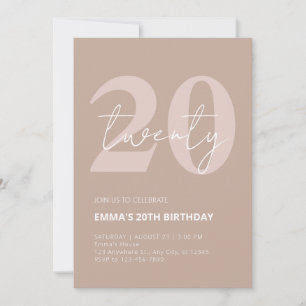 20th year celebration birthday invitation
