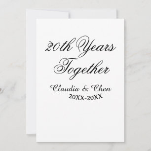 20th Years together anniversary name date year sim Invitation