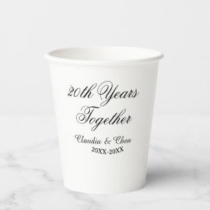 20th Years together anniversary name date year sim Paper Cups