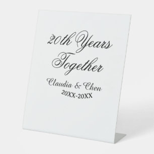 20th Years together anniversary name date year sim Pedestal Sign