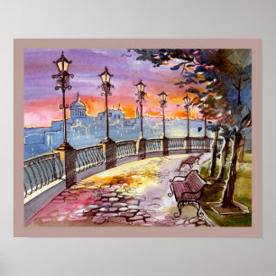 20x16 Abstract City Scene Wall Art