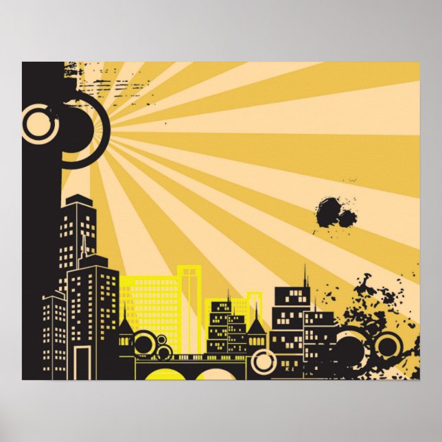 20x16 Abstract Yellow City Wall Art (Front)
