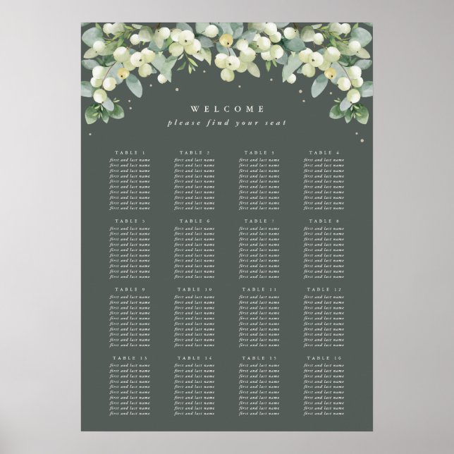 20x28" 16 Tables of 10 Seating Chart Poster (Front)
