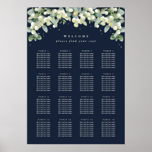 20x28" 16 Tables of 8 Wedding Seating Chart Poster