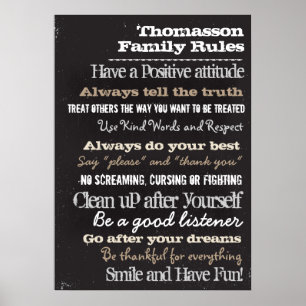 20x28 Chalk Personalised Family Rules House Sign