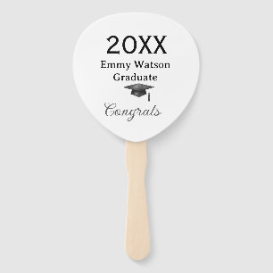 20XX bold letter congrats graduation name heart si Hand Fan