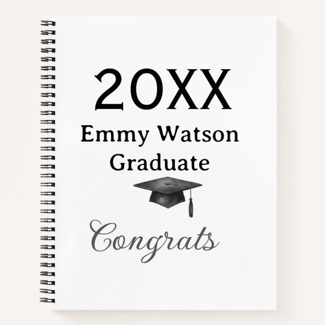 20XX bold letter congrats graduation name heart si Notebook (Front)
