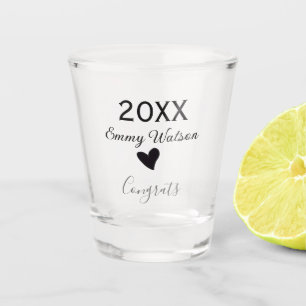 20XX bold letter congrats graduation name heart si Shot Glass