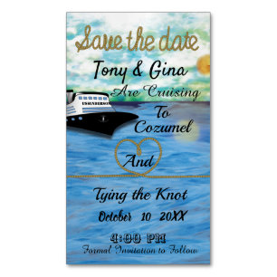 20XX Cruise Ship Magnetic Save the Date Watercolor Magnetic Business Card