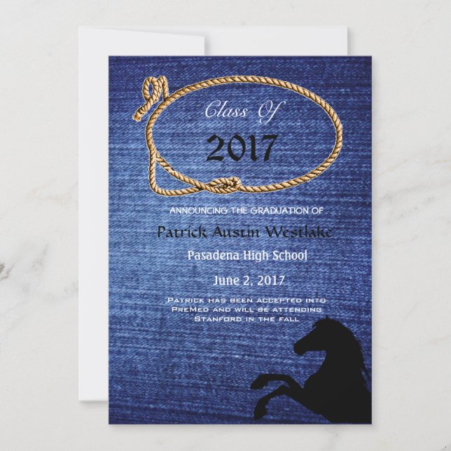 20XX Denim, Rodeo Style Graduation Announcement (Front)