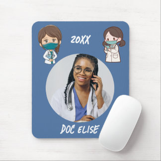 20XX New Year Cute Doctor Name and Photo Gift Mouse Pad