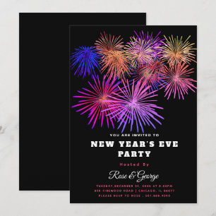 20XX New Year's Eve Party Colourful Fireworks  Invitation