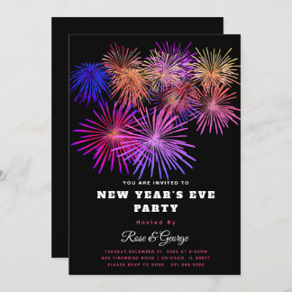 20XX New Year's Eve Party Colourful Fireworks  Invitation