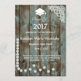 20XX Rustic, Lace & Pearls Graduation Announcement