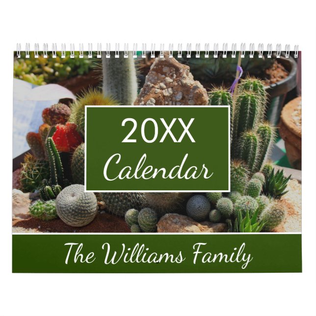 20XX Succulents Cactus Lovers Personalised Monthly Calendar (Cover)