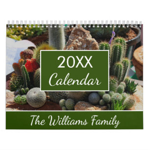 20XX Succulents Cactus Lovers Personalised Monthly Calendar