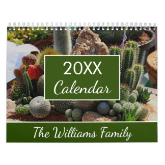 20XX Succulents Cactus Lovers Personalised Monthly Calendar