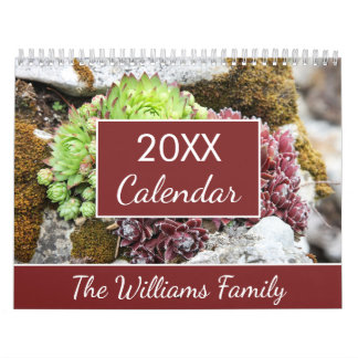 20XX Succulents Cactus Lovers Personalised Monthly Calendar