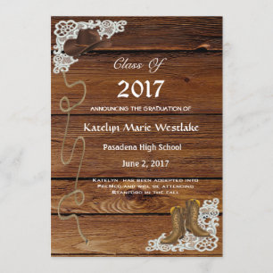 20XX Wood, Boots & Lace Graduation Announcement