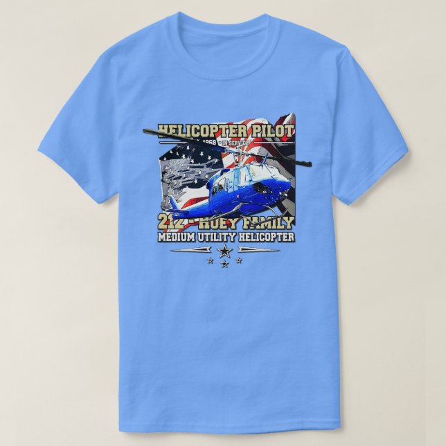 212 medium Helicopter Pilot T-Shirt (Design Front)