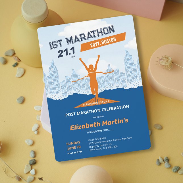 21.1km 1ST Marathon-Post Marathon Party Invitation (21.1km 1ST Marathon-Post Marathon Party Invitation)