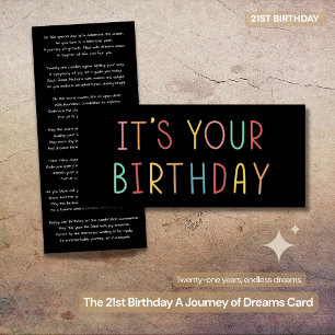 21: A Journey of Dreams and Delight Birthday Card