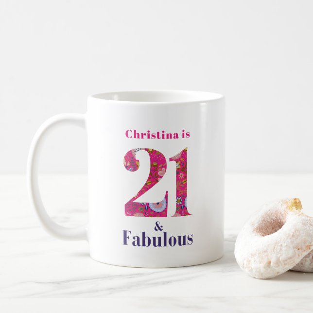 21 and Fabulous 21st Birthday Gift Coffee Mug (With Donut)