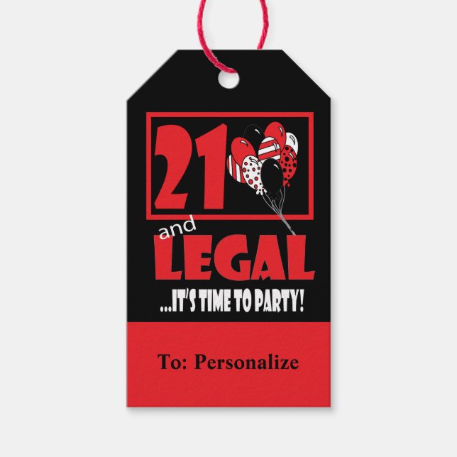 21 and Legal - Birthday Gift Tags (Front)