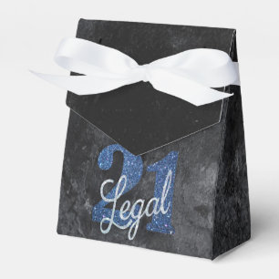 21 and Legal   Blue 21st Birthday Chic Glitter Favour Box