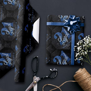 21 and Legal   Blue 21st Birthday Chic Glitter Wrapping Paper