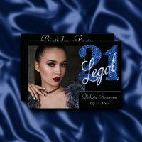 21 and Legal | Blue Faux Glitter Photo Keepsake