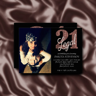 21 and Legal   Copper Rose Gold Photo Keepsake Invitation
