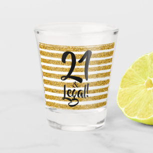 21 and Legal Gold Faux Glitter Custom Shot Glass