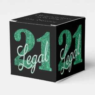21 and Legal Green Faux Glitter 21st Birthday Favour Box