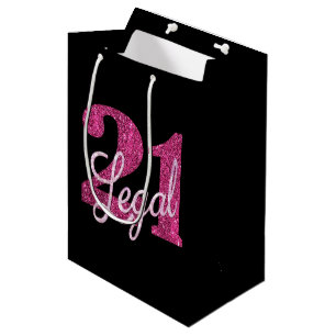 21 and Legal   Millennial Pink 21st Birthday Party Medium Gift Bag