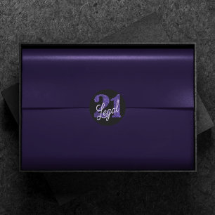 21 and Legal   Purple Faux Glitter 21st Birthday Classic Round Sticker