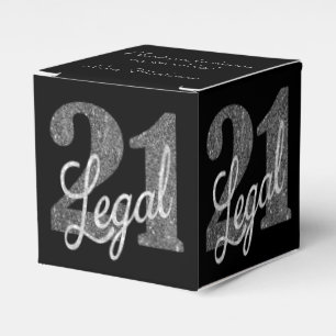 21 and Legal Silver Glitzy 21st Birthday Party Favour Box