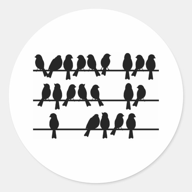 21 Birds On A Wire Classic Round Sticker (Front)