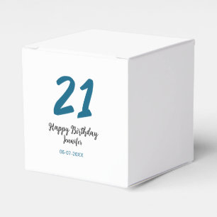 21 birthday bold blue letter simple minimal favour box