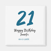 21 birthday bold blue letter simple minimal