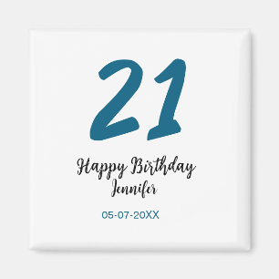21 birthday bold blue letter simple minimal magnet