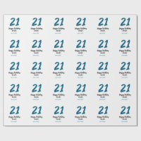 21 birthday bold blue letter simple minimal