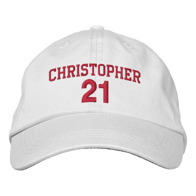 21 Birthday Custom Name Red Embroidery V06 Embroidered Hat (Front)