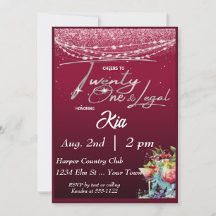 21 Birthday Party Invitation Cards or Evite