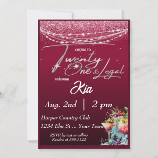 21 Birthday Party Invitation Cards or Evite