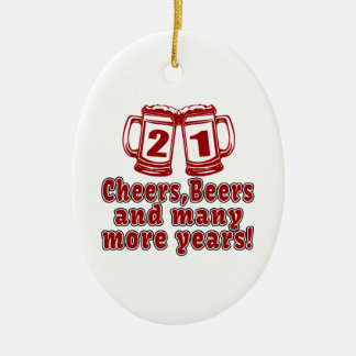 21 Cheers Beers Birthday Designs Ceramic Tree Decoration