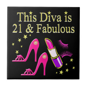 21 & FABULOUS PINK SHOE AND LIPSTICK DIVA DESIGN TILE