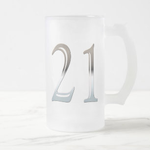21 Frosted Glass Mug for 21st Birthday Gift
